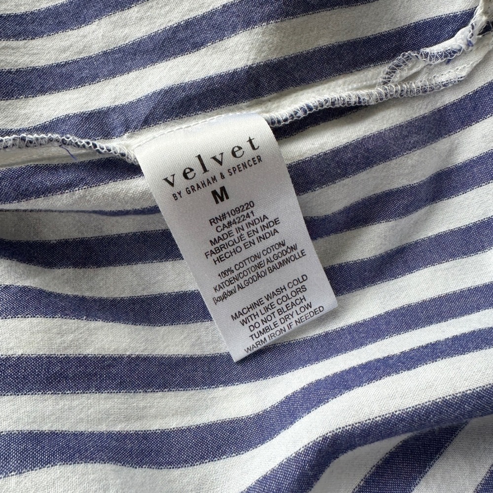 Velvet by Graham & Spencer Striped Shirt Dress Blue White‎ Cotton Size M - Picture 9 of 10